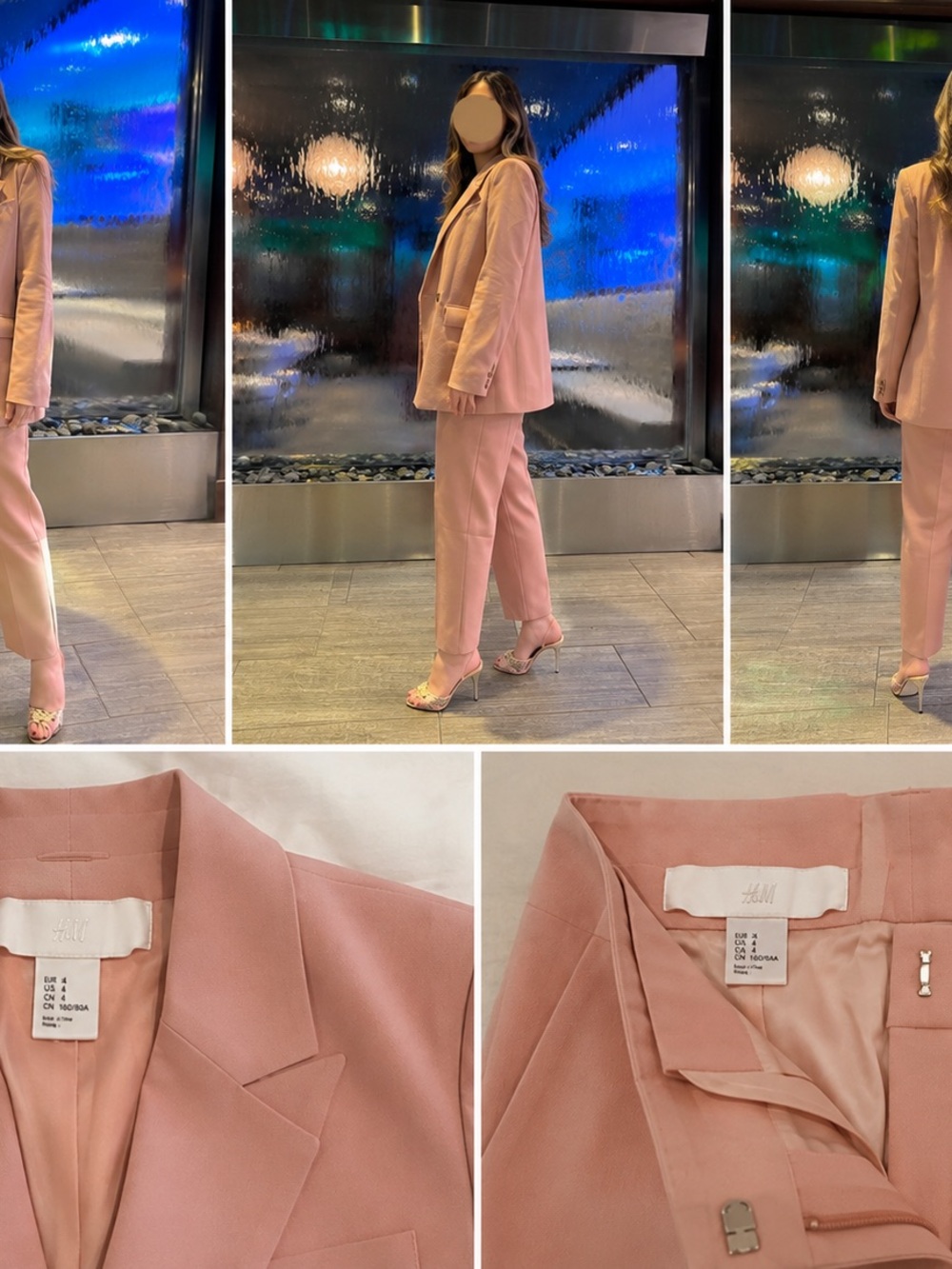 H&M Blush Pink Tailored Blazer and Matching Pants Set